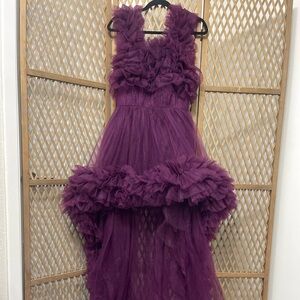 Dark Purple Tulle Dress with train